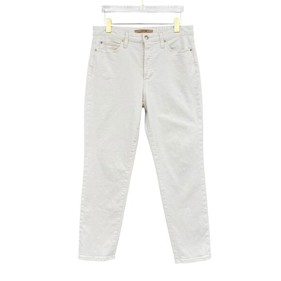 Joe's The Smith White Denim Button Fly High Rise Straight Ankle Crop Jeans - Picture 1 of 7